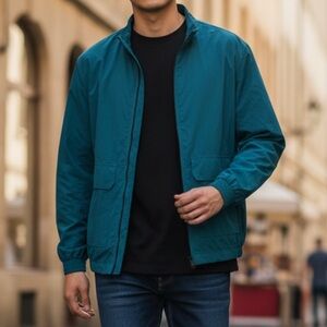 Zara Men's Blue Windbreaker Jacket Size Medium